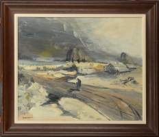 Tableau HST - Paysage animé - signé VANHALST