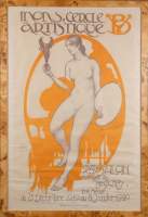 Estampe Litho couleur Affiche (pliures) - Mons Cercle Artistique - circa 1919 contre signé à la main CARTE Anto