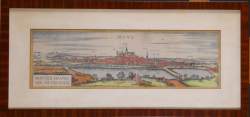 Estampe : Panorama Gravure sur cuivre - Mons. Montes , Hannoniae metropolis - (1570)