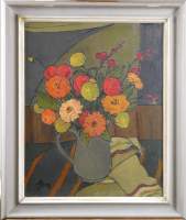 Tableau HST - Bouquet de fleurs - signé LEROY Simone