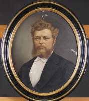 Tableau HS Métal (ecl) - Portrait d'un homme - daté 1882 signé RYSACK Jean