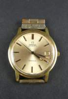 Bijou : Montre bracelet d'homme OMEGA plaqué or fond acier vissé mvt automatic (En état , couronne remplacée) avec dateur sans bracelet