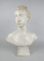 Sculpture: Buste de femme en plâtre (usure, ecl) daté 1916 signé MASCRE Louis