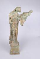 Sculpture: Plâtre à patine verte (pt ecl) -figure féminine- signé DELMOTTE Marce