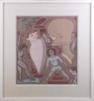 Tableau HS Papier -Mundus Alter Ego- daté 1991 dédicace au dos signé RAPIN Mauri