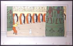 BD: Sérigraphie -Tintin Les cigares du Pharaon, la salle des sarcophages- 1990 é