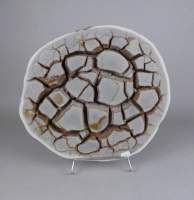 Minéraux : Importante Septaria (chev) sur support en acier