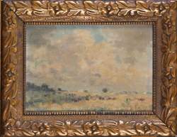 Tableau HST - Prairie animée - daté 1916 signé DELIN René