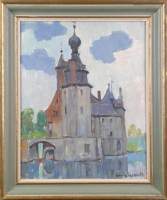 Tableau HSP - Château d'Havré - signé LECOMTE Emile