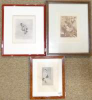 Estampe : (3pcs) Eau - forte & Héliogravure attribué à ROPS Félicien