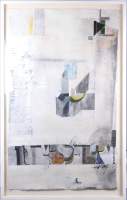 Tableau Technique mixte titré et daté au dos -Composition- 1986 signé et cachet