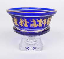 Verrerie : Miniature coupe Borodine taillé Val saint Lambert décor Danse de flore