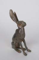 Sculpture : Bronze patine brune - Lièvre - signé CHENET Pierre