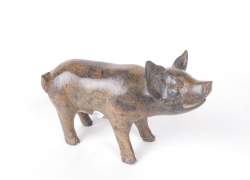 Sculpture : Bronze patine brune - Cochon - signé CHENET Pierre