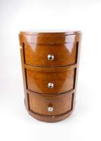 Meuble : Chiffonier / chevet cylindrique de style Art Déco en ronce d'érable
