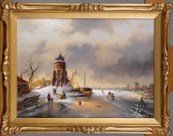 Tableau HSB - Hollande en hiver - signé DETRIXHE Robert