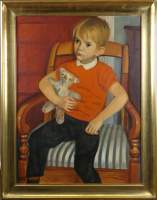 Tableau HST - Portrait de jeune garçon - signé DEVOS Léon