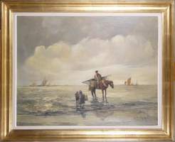 Tableau HST (rest) - Pêcheur à cheval - signé HELINCK Gustave