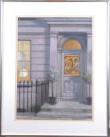 Tableau dessin pastel - Porte à Londres - signé MOMMAERTS Géo