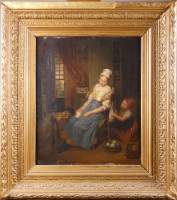 Tableau HST marouflée sur bois - Jeunes femmes - signé WILLEMS Florent