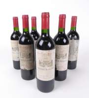 Vin : 6 bouteilles Château Plaisance 1997 Saint - Emilion Gran cru (Etiquette Sale , certaines E. abimées)
