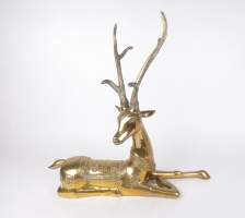 Asiatique : Sculpture en bronze/laiton - cerf -