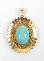 Bijou : Pendentif en or jaune 18K sertie probablement d'une turquoise
