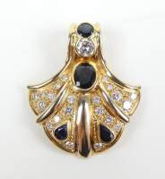 Bijou : Pendentif en or jaune 18K serti de diamants et de saphirs