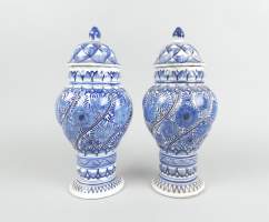 Céramique : Boch La Chambre des Peintres (acc fretel) Paire de potiches en faïence BK 208/H 95/1 HEEMSKERK Hendrickus Johannes