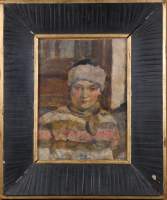 Tableau HSP - Portrait jeune fille - attribué à DE MEUSE Eliane