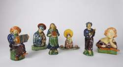 Céramique : Lot de sculptures en faïence (6pcs) (egr) dont 1 signé NOSEDA Alfons