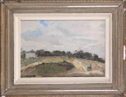 Tableau HSP - Paysage - daté 1948 signé DE MEUSE Eliane