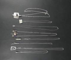 Bijou : Lot de 8colliers/chaines et pendentifs design en argent P : 75g