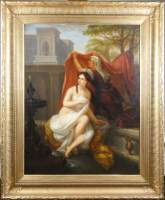Tableau HSB -Bethsabée au bain- daté 1868 signé PICQUE Charles Louis