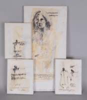 Tableau HST technique mixte/ collage (4pcs) -études pour Sculpture- 3 signés HAU