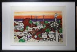 Estampe : Lithographie couleur - Le Départ - N° 86/125 signé CAMUS Gustave