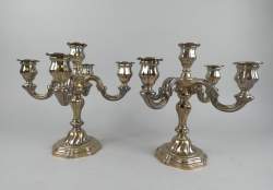 Argenterie : Paire de chandeliers en argent fourré poinçon tête de minerve