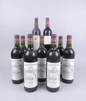 Vin : 9 bouteilles de vin Gran cru : 7 Château LAROQUE St Emilion GCC 1990 + 1 Château GONTEY St Emilion 1998 + Château de Fieuzal Pessac - Leognan 1990