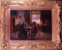 Tableau HST -Les fumeurs de pipe dans la taverne- signé GIESSEL Wilhelm Friedric