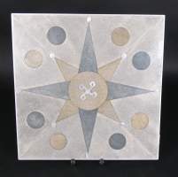 Objet: Panneau -Rose de vents- en marqueterie de galuchat et nacre inscription a