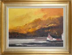 Tableau HST (micro mq) - Village sous un ciel orangé - signé PERMEKE Paul