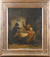 Tableau HSB - Les buveurs - signé FISSETTE Léopold
