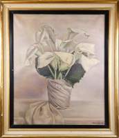 Tableau HST - Nature morte aux Calla Lily - signé HANAPPE Clémence