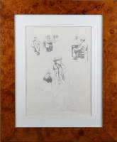Tableau : dessin au crayon (dech coin gauche) - étude de personnages - authentifié par Mr Pierre BUCH sign apocryphe PEISER Kurt