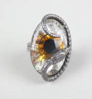 Bijou : Bague - Oeil surmonté d'un serpent - en métal argenté signé au dos GAUTIER Jacques