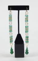 Bijou: Paire de boucles d'oreilles en or jaune 18K sertie decalcédoine Pbrut: 19