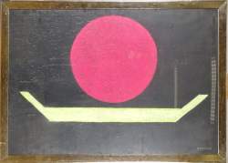 Tableau dessin pastel -Composition abstraite- signé