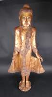 Asiatique: Sculpture Bouddha en bois doré BIRMANIE (fissure importante pans de r