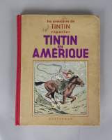 BD : TINTIN , Hergé éd CASTERMAN : Tintin en Amérique N&B A4 1937 avec 4 HT couleur quinzième mille (Bel état gen , manque page de garde , usures , déchirures)