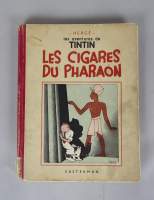 BD : TINTIN , Hergé éd CASTERMAN : Les cigares du pharaon N&B A16 1941 4HT couleur 20ème mille gardes blanches (Bel état gen , dos acc , petites taches)